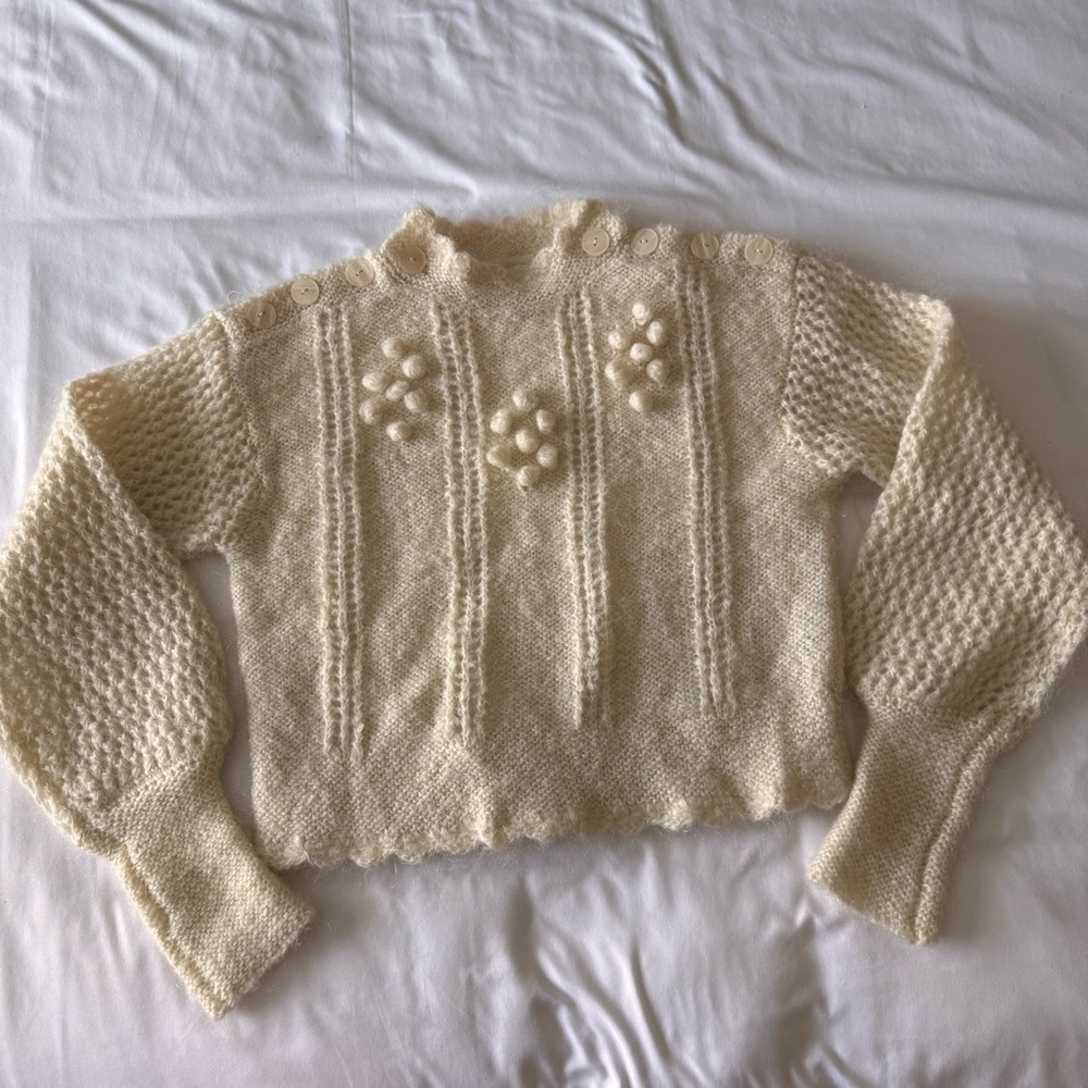 LoveShackFancy Persephone Sweater in Cream Puff - Picture 3 of 7